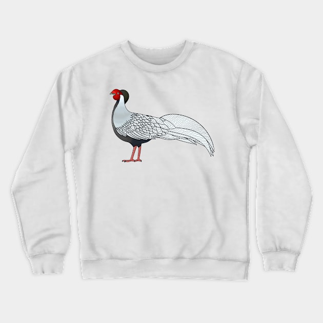 Silver pheasant bird cartoon illustration Crewneck Sweatshirt by Cartoons of fun